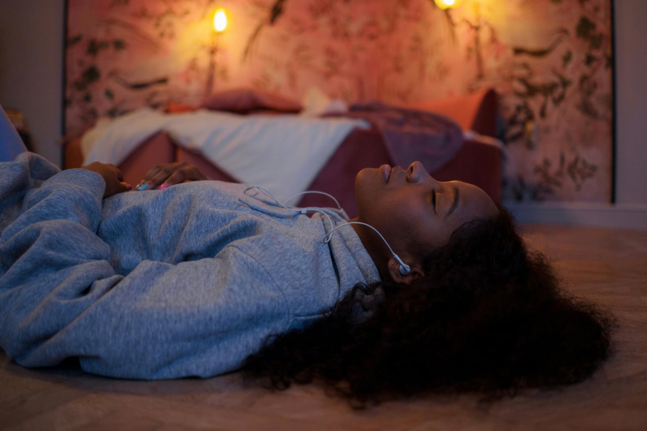 Winding down with music and deep breathing — simple stress management that helps your gut too